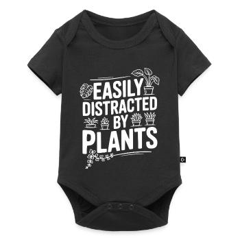 Facilement distrait par les plantes - Body à manches courtes Premium Bébé - noir - Devant