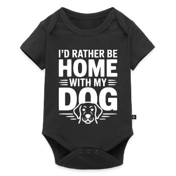 Ich wäre lieber zu Hause bei meinem Hund - Baby Premium Kurzarmbody - Schwarz - Vorne