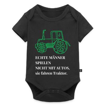 Echte Männer fahren Traktor - Landwirt Bauer Spruc - Baby Premium Kurzarmbody - Schwarz - Vorne