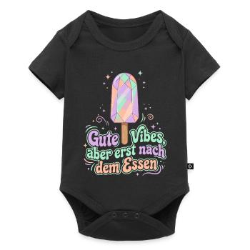 Kristall Eis, Gute Vibes - Baby Premium Kurzarmbody - Schwarz - Vorne