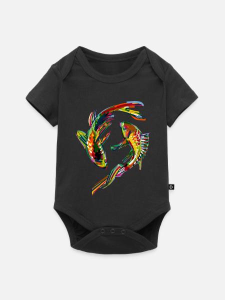 Bunte Karpfen - Baby Premium Kurzarmbody - Schwarz
