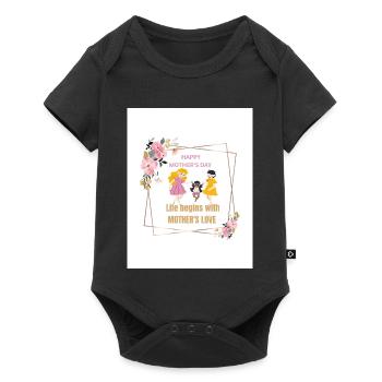 Mother's Love Blumenrahmen - Baby Premium Kurzarmbody - Schwarz - Vorne