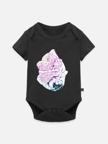 Pastell-Chamäleon Kopf, chameleo calyptratus - Baby Premium Kurzarmbody - Schwarz