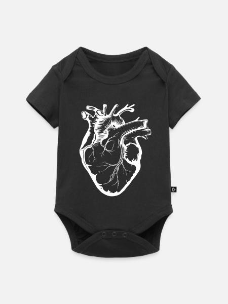 Herz in Originalgröße - Baby Premium Kurzarmbody - Schwarz