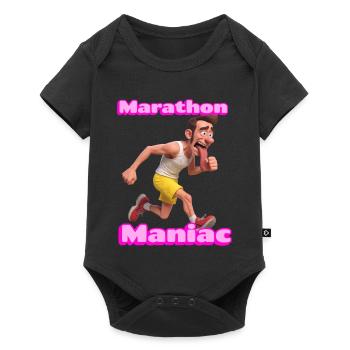 Marathon Maniac Coureur de dessins animés - Body à manches courtes Premium Bébé - noir - Devant