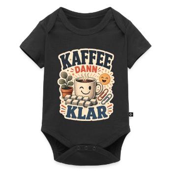 KAFFEE DANN KLAR - Baby Premium Kurzarmbody - Schwarz - Vorne