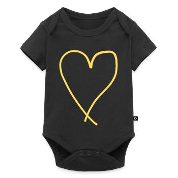 Yellow Heart Yellow Gift Idea Love Valentine's Day - Baby Premium short-sleeve bodysuit - black - Front
