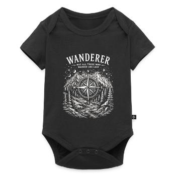 Wanderer-Kompass-Berg-Design - Baby Premium Kurzarmbody - Schwarz - Vorne