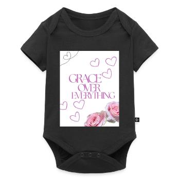 Grace Over Everything Floral Hearts - Baby Premium short-sleeve bodysuit - black - Front
