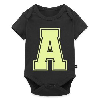 A_Buchstabe- - Baby Premium short-sleeve bodysuit - black - Front