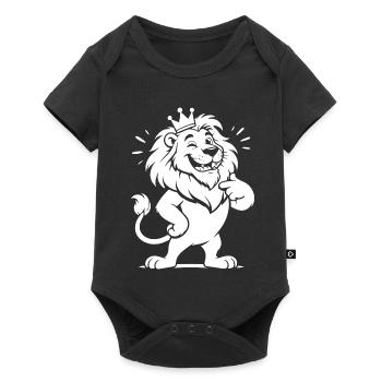 Löwe Krone der König Tiere lustig selbstbewusst - Baby Premium Kurzarmbody - Schwarz - Vorne