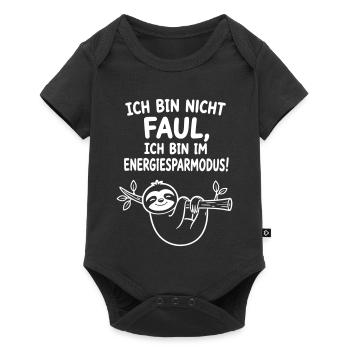 Faultier lustig Nicht faul bin im Energiesparmodus - Baby Premium Kurzarmbody - Schwarz - Vorne