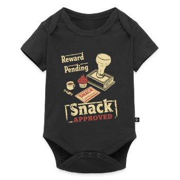Snack Approved Vintage Stempel - Baby Premium Kurzarmbody - Schwarz - Vorne