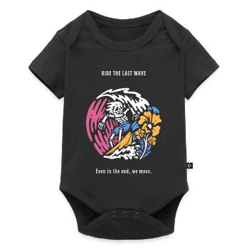 Ride The Last Wave Surfer Skull Ocean Geschenk - Baby Premium Kurzarmbody - Schwarz - Vorne