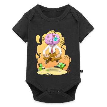 Achtsames Gehirn-Meditieren-Reichtum - Baby Premium Kurzarmbody - Schwarz - Vorne
