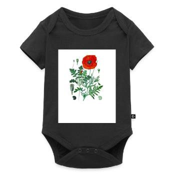 Roter Mohn in botanischer Illustration - Baby Premium Kurzarmbody - Schwarz - Vorne