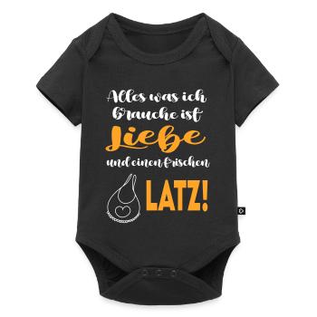 Alles was ich brauche ist Liebe Latz Lätzchen - Baby Premium Kurzarmbody - Schwarz - Vorne