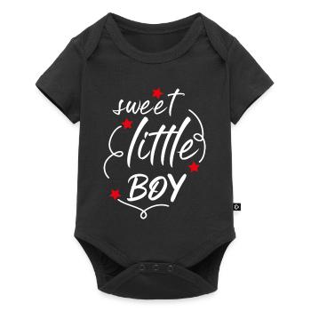 Sweet Little Boy Kleiner Süßer Junge Babysprüche - Baby Premium Kurzarmbody - Schwarz - Vorne