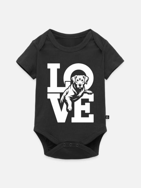 Hundetypografie LIEBE - Baby Premium Kurzarmbody - Schwarz
