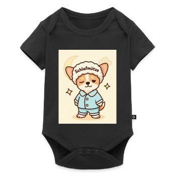 Schlafmütze Hundchen Kuschel Design süß - Baby Premium Kurzarmbody - Schwarz - Vorne