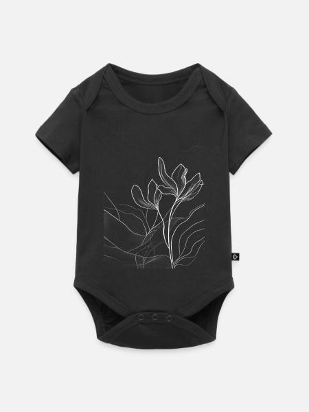 Nachtlinien Blütenkunst - Baby Premium Kurzarmbody - Schwarz
