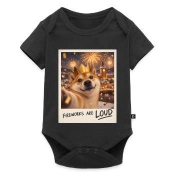 Fireworks Are Loud Shiba Inu Silvester - Baby Premium Kurzarmbody - Schwarz - Vorne