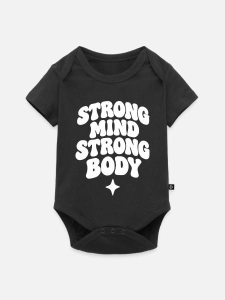Strong Mind Strong Body - Baby Premium Kurzarmbody - Schwarz