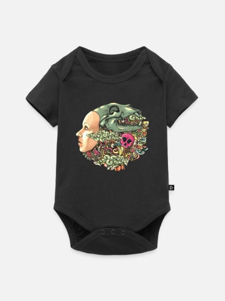 Hut-Schädel-Gekritzel - Baby Premium Kurzarmbody - Schwarz