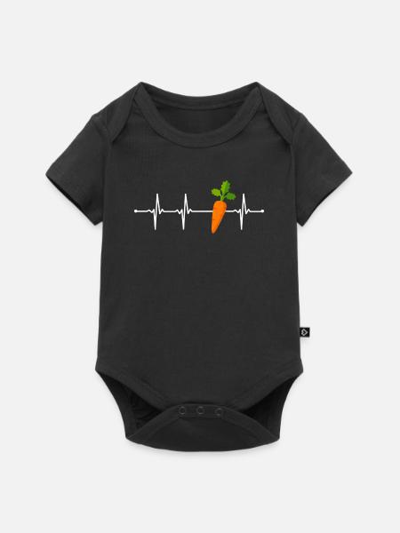 Möhre Karotte Herzschlag - Baby Premium Kurzarmbody - Schwarz