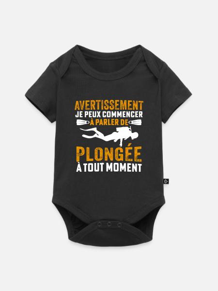 Parler de Plongée à tout moment - Body à manches courtes Premium Bébé - noir