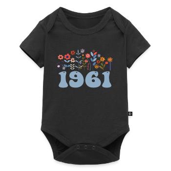1961 Floral Pattern 1961 Floral Theme Flowers 1961 - Baby Premium short-sleeve bodysuit - black - Front