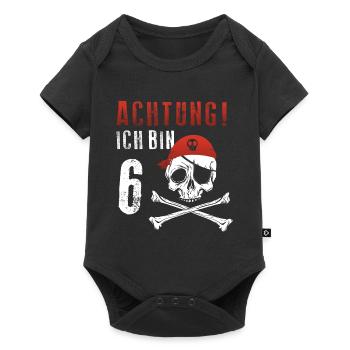 Ich bin 6 Jahre alt Pirat Geburtstagsgeschenk - Baby Premium Kurzarmbody - Schwarz - Vorne