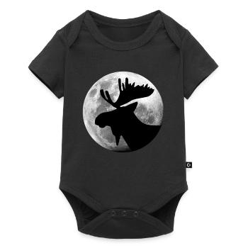 L’orignal dans la forêt de pleine lune animal - Body à manches courtes Premium Bébé - noir - Devant