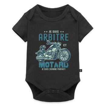 motard le meilleur arbitre le meilleur - Body à manches courtes Premium Bébé - noir - Devant