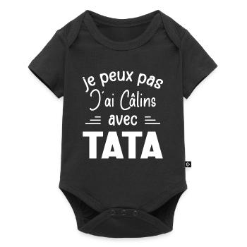 Je Peux Pas J'ai Câlins Avec Tata - Body à manches courtes Premium Bébé - noir - Devant