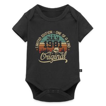 Juli 1981 Geburtstagsgeschenk 1981 Juli - Baby Premium Kurzarmbody - Schwarz - Vorne