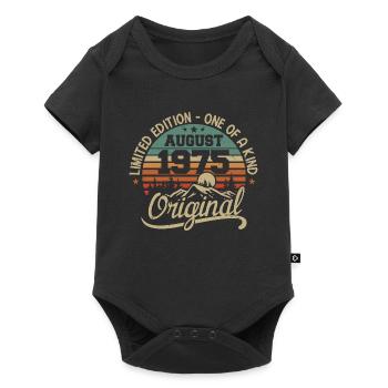 August 1975 Geburtstagsgeschenk - geboren im August 1975 - Baby Premium Kurzarmbody - Schwarz - Vorne