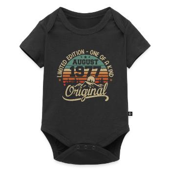 August 1977 Geburtstagsgeschenk - geboren im August 1977 - Baby Premium Kurzarmbody - Schwarz - Vorne