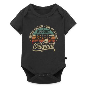 Août 1986 Cadeau D'anniversaire - Né en Août 1986 - Body à manches courtes Premium Bébé - noir - Devant