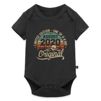 August 2020 Geburtstagsgeschenk - geboren im August 2020 - Baby Premium Kurzarmbody - Schwarz - Vorne