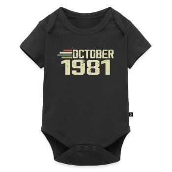 October 1981 - Geburtstag im Oktober 1981 - Baby Premium Kurzarmbody - Schwarz - Vorne
