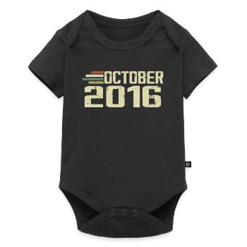 October 2016 - Geburtstag im Oktober 2016 - Baby Premium Kurzarmbody - Schwarz - Vorne