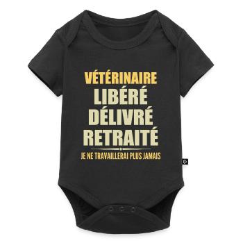 Vétérinaire célèbre sa retraite avec humour cadeau - Body à manches courtes Premium Bébé - noir - Devant