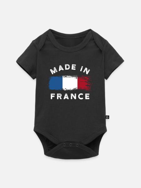 Fabriqué en France - Drapeau France - Body à manches courtes Premium Bébé - noir