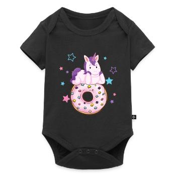 Licorne avec donut - Body à manches courtes Premium Bébé - noir - Devant