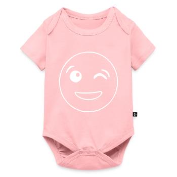 Emoji clin d’oeil croquis blanc - Body à manches courtes Premium Bébé - rose - Devant