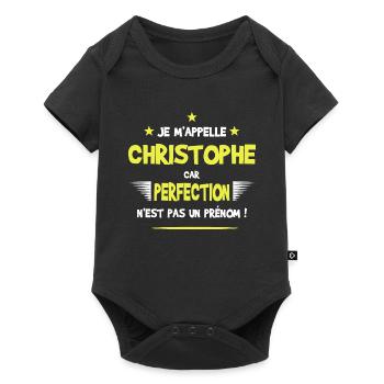 Christophe cadeau humour et drôle - Body à manches courtes Premium Bébé - noir - Devant