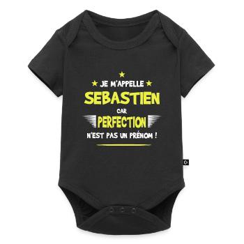Sébastien cadeau humour et drôle - Body à manches courtes Premium Bébé - noir - Devant