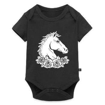 Horse Flower Graphic Équitation, Équitation - Body à manches courtes Premium Bébé - noir - Devant
