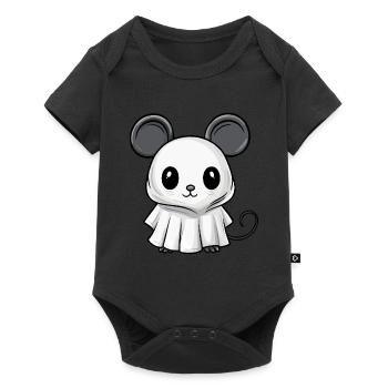 Souris Halloween Bande Dessinée Fantôme - Body à manches courtes Premium Bébé - noir - Devant